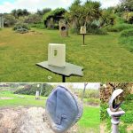 Collage de fotos de diferentes ángulos del jardín de esculturas de Salorino.