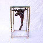 WINEtree IV – 50 x 50 cm h 88 cm – madera de cepa y acero inox